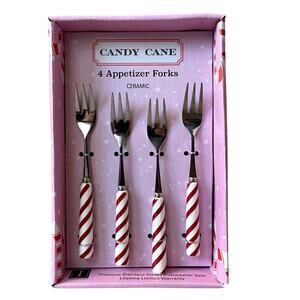 Christmas Candy Cane Peppermint Appetizer Forks Set of 4